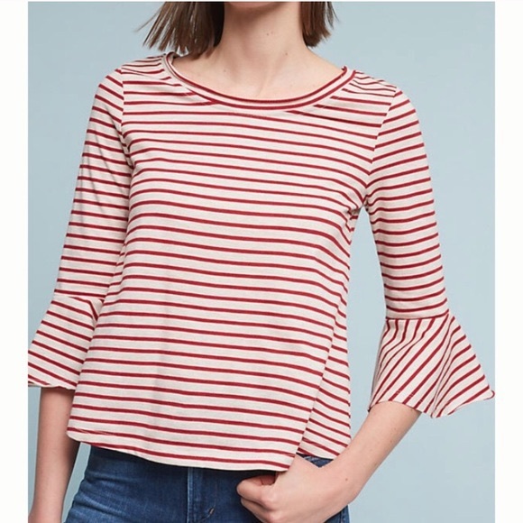 DELETTA Celina Striped Bell Sleeve Top - Picture 9 of 9